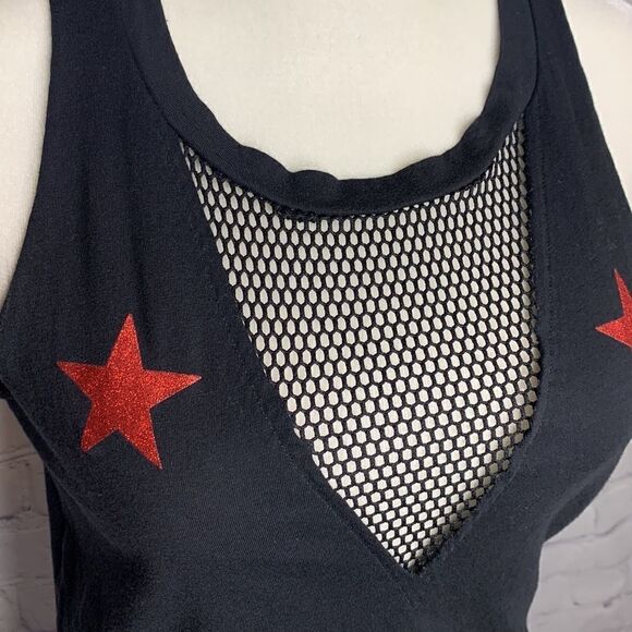 Pink VICTORIA’S SECRET Red, White and Lit glitter mesh crop tank top - Picture 4 of 12